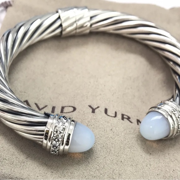 David Yurman Jewelry - David Yurman Sterling Silver , Diamond and Moonstone Cable Bracelet.